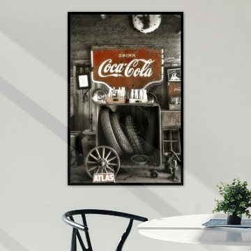 Sinclair-Station mit Coca Cola-Schild von Humphry Jacobs