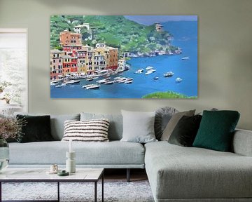 Italien - Blick auf den Hafen von Portofino Mündung - Digital Art von Dicky
