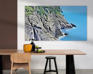 Die Klippen von Portofino an der italienischen Riviera - Digitale Kunst von Dicky