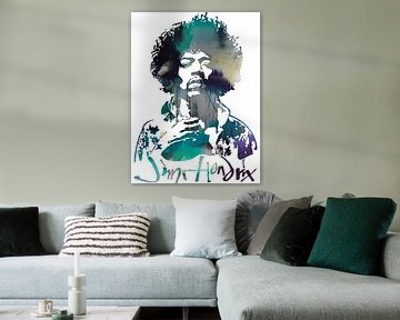 Jimi Hendrix Abstract Portret Stencil Art van Art By Dominic