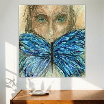 Porträt eines weisen alten Indianers. Mit Pastellkreide handgemalt.