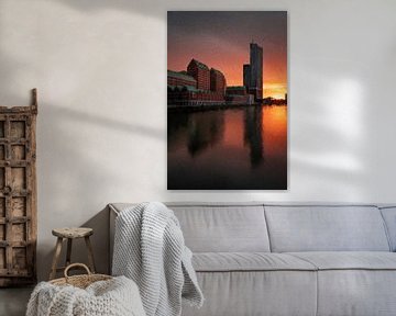Rotterdam zuid met een prachtige zonsondergang van Digitale Schilderijen