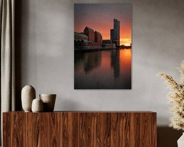 Rotterdam zuid met een prachtige zonsondergang van Digitale Schilderijen