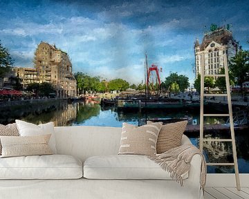Oudenhaven in Rotterdam van Digitale Schilderijen