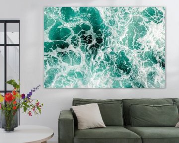 Foaming waves with whitecaps in turquoise abstract by Dieter Walther