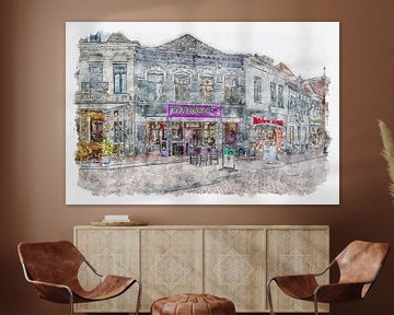 Restaurant Dakota'z" in Roosendaal (watercolor) by Art by Jeronimo