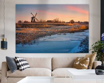 Winter zonsopkomst bij de Noordermolen van Henk Meijer Photography