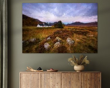 Het witte huisje in Schotland van Digitale Schilderijen