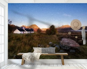 Schotland wit huis met uitzicht van Digitale Schilderijen