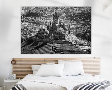 Cochem castle in black and white