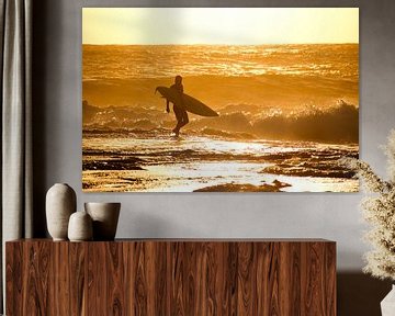 Surfer runs into the surf, Kalbarri, Australia by The Book of Wandering