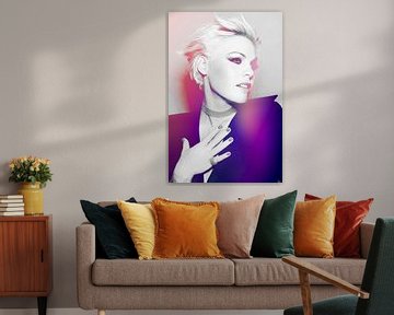 P!nk Pink Modern Abstract Portret in Roze, Paars van Art By Dominic