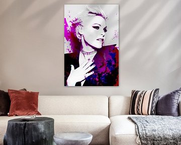 P!nk Pink Modern Abstract Portret in Roze, Blauw van Art By Dominic