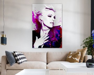 P!nk Pink Modern Abstract Portrait in Pink, Blue by Art By Dominic
