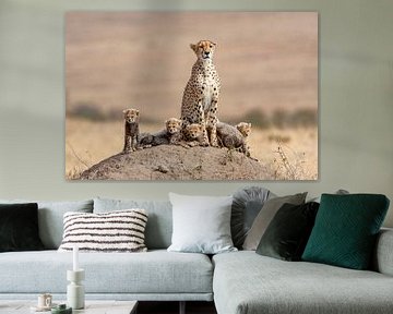 Cheetah w. Cubs van Peter Michel