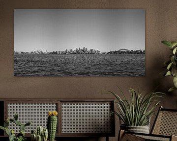 Sydney Skyline in full width (black and white) by Kaj Hendriks
