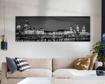 Panorama of Dresden in black and white