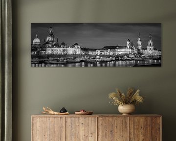 Panorama of Dresden in black and white
