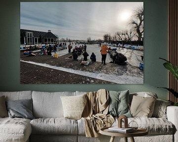 Nieuwkoopse Plassen in winter with ice by Arie Bon