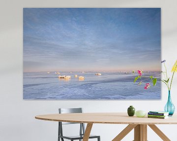 Ice floes on the Wadden Sea, a minimalist image by Ton Drijfhamer