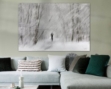 Loper in Winters Ertbrugge bos van Ingrid Van Damme fotografie