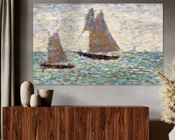 Two sailing boats in Grandcamp, Georges Seurat, c. 1885 by Atelier Liesjes