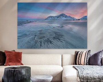 Sunrise Skagsanden Lofoten by Nancy Carels