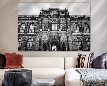 Le palais Zwinger en noir et blanc