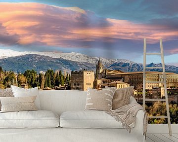 Alhabra in Granada Andalusië met wolken van Dieter Walther