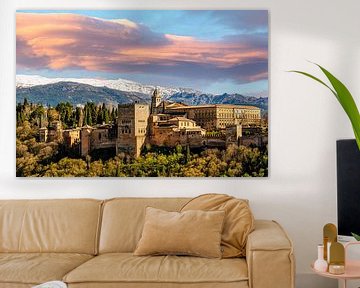 Alhambra in Granada Andalusia with clouds by Dieter Walther