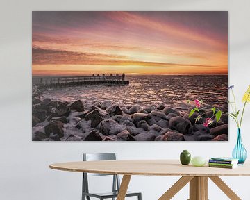 Sonnenaufgang Afsluitdijk von Bjorn Renskers