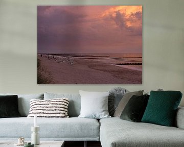 Zonsondergang op het strand van Ahrenshoop van Katrin May
