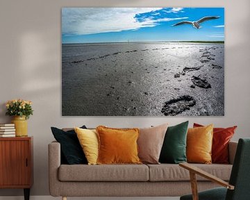 Footprints in the mudflats on the North Sea coast by Animaflora PicsStock