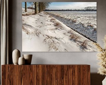 Nederlands winterlandschap met een sloot van Ruud Morijn