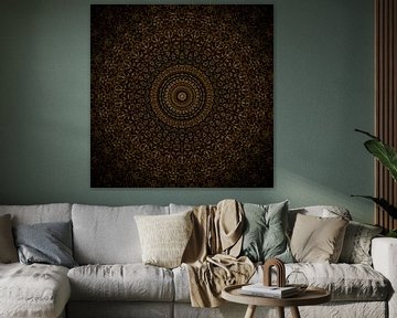 Oil painting mandala bruin van Arnout Bos