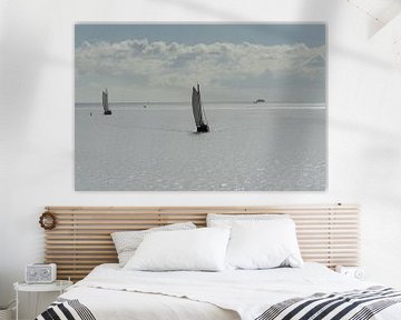 Two sailing ships on the Wadden Sea by André Post