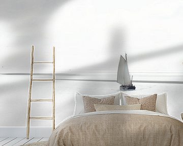 Eenzaam Zeilschip op de Waddenzee