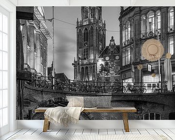 The cathedral and old canal in black and white by Elles Rijsdijk