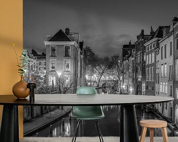 Alter Kanal und Fischmarkt in Schwarz und Weiß