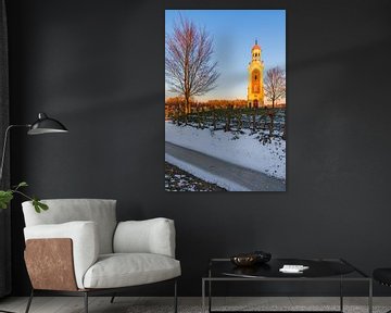 Winter bij Kerktoren Westerdijkshorn van Henk Meijer Photography