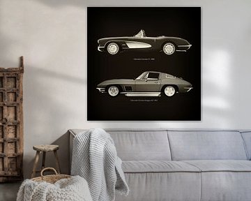 Chevrolet Corvette C1 1960 en Chevrolet Corvette Stingray 427 1967 van Jan Keteleer