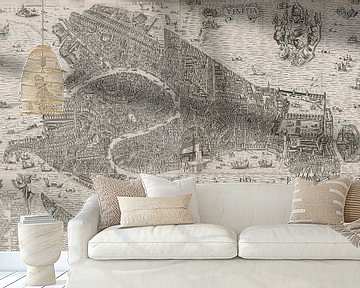 Oude kaart van Venetië van omstreeks 1650 van Gert Hilbink