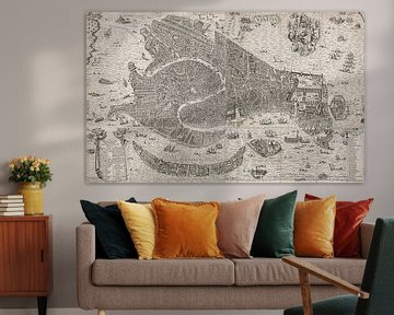 Oude kaart van Venetië van omstreeks 1650 van Gert Hilbink