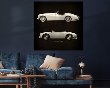 Jaguar XK-120 1954 et Porsche 550-A Spyder 1956