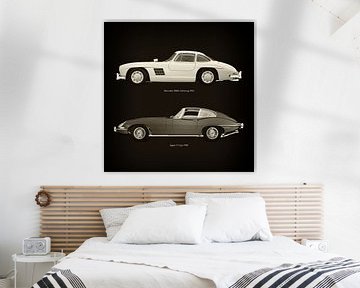 Mercedes 300SL Flügeltürer 1954 und Jaguar E Type 1960