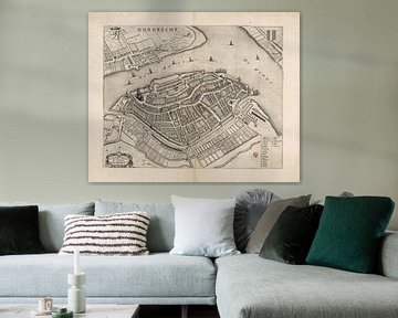 Old map of Dordrecht from around 1652 by Gert Hilbink