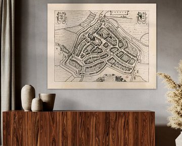 Old map of Sneek, from around 1652. by Gert Hilbink