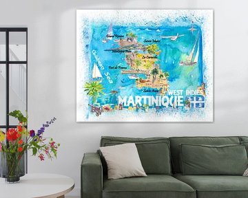 Martinique Antillen Illustrierte Karibik Reisekarte mit Highlights der Westindischen Inseln Traum