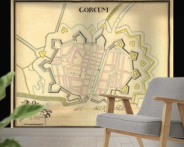 Oude kaart van de stad Gorinchem van omstreeks 1652. van Gert Hilbink