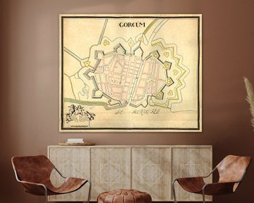 Old map of the city of Gorinchem from around 1652. by Gert Hilbink